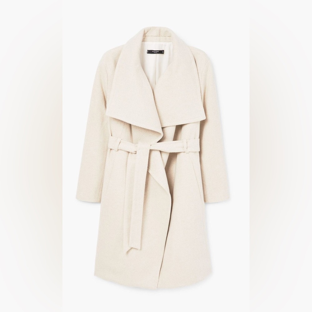 Mango Cream Wool Blend Trench Coat Size XS